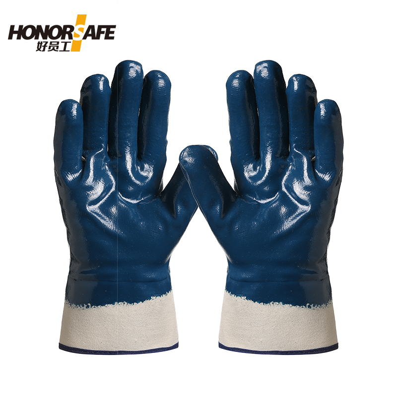 好员工 DJ900 丁腈涂层耐油耐酸碱劳保手套 10副 深蓝色