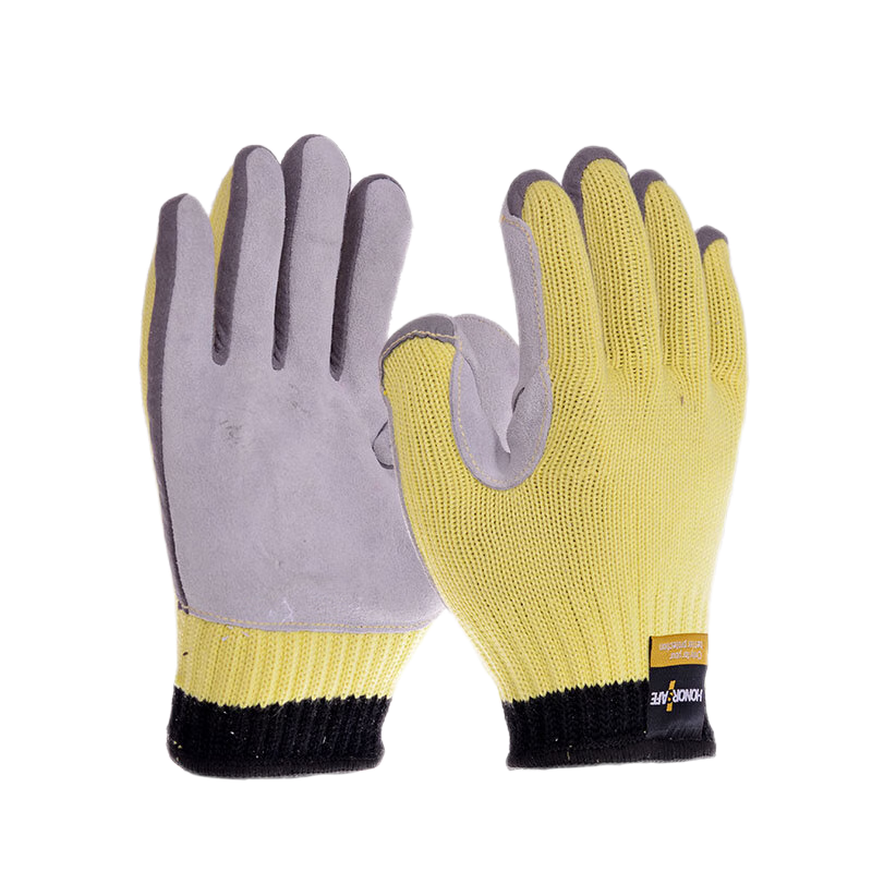 好员工 芳纶混纺贴皮防切割防穿刺劳保手套FX300 5副 黄色