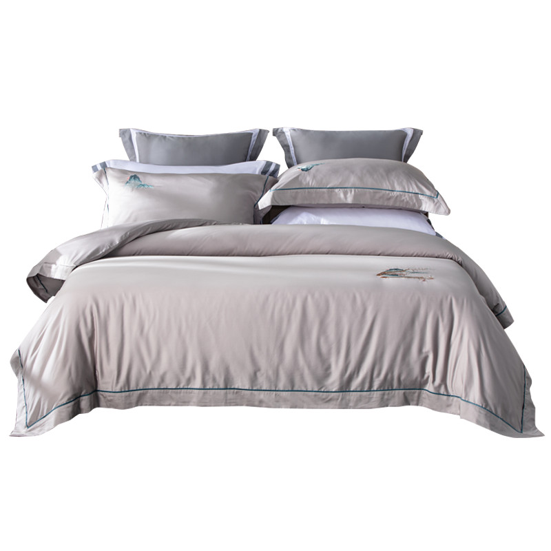 多喜爱-60支长绒棉四件套 山水谣 203*229cm 灰色