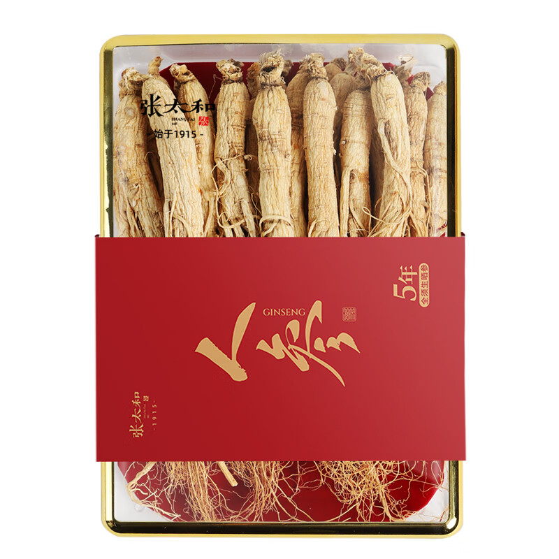 张太和 5年全须生晒参整枝年份足 礼品健康煲汤煮粥泡酒材料 张太和 5年全须生晒参量贩装 200g（约20支）    