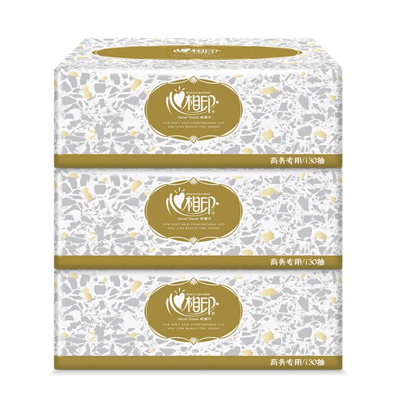 心相印（Mind Act Upon Mind）商用盒装纸（恒金）130抽3盒/提D130（单位：提） 混色