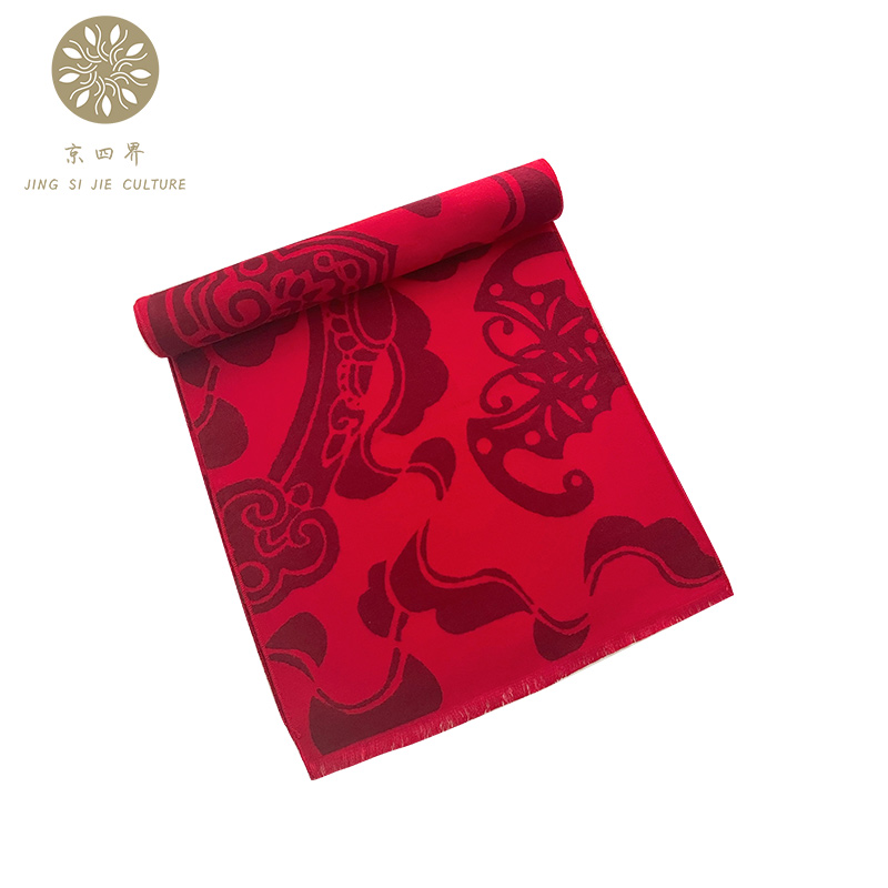 京四界万事如意红色围巾JSJD6-012-01  枫叶色  