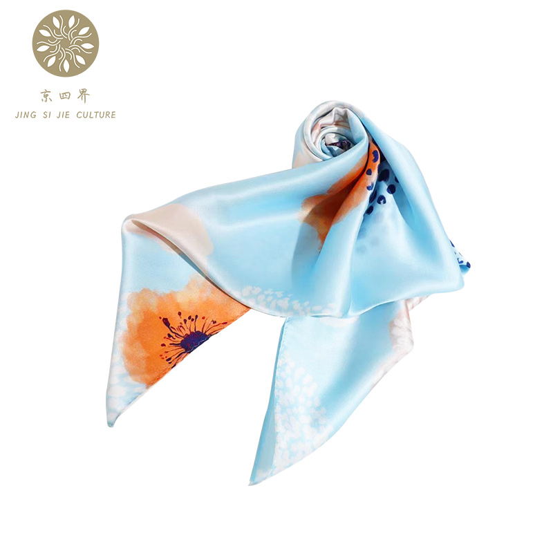 京四界真丝丝巾JSJ-119绾青  绾青  