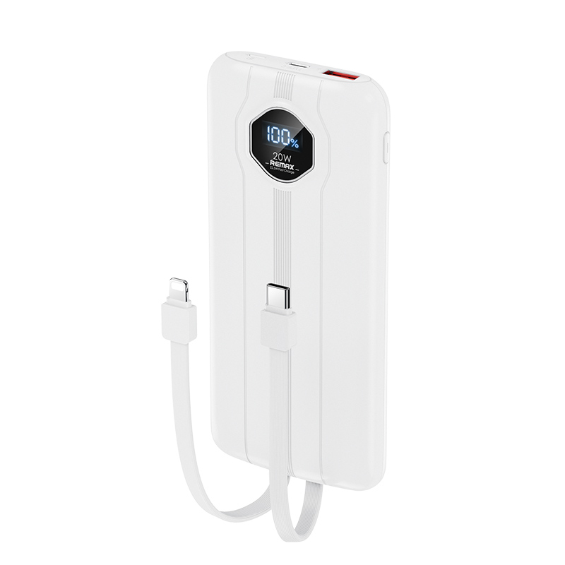 REMAX睿量 品爵20W+22.5W  PD+QC快充带线移动电源10000mAh RPP-300白色/蓝色  白色  