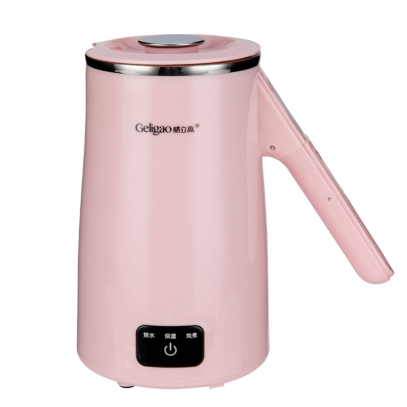 格立高GLG-Q01便携式旅行小功率宿舍电水壶迷你保温一体烧水壶0.6L  樱花粉  