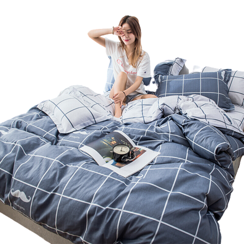 南极人全棉四件套青春气息200*230cm（单位：套） 蓝色