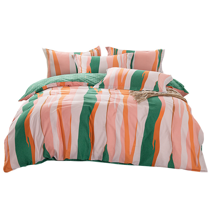 多喜爱-全棉优选四件套 流光疏影203*229cm  橙子+绿色  