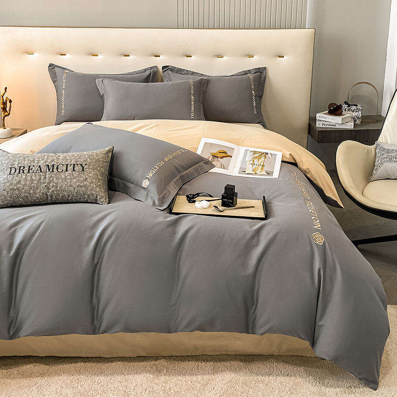 罗曼罗兰 轻奢四件套  60s山茶花 中灰  