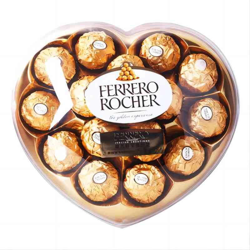 费列罗榛果威化巧克力制品15粒心型红色蝴蝶结装（偏远地区除外）(单位：盒） 金色