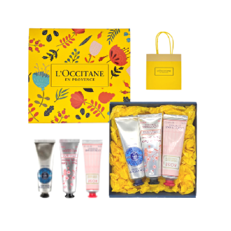 欧舒丹L'OCCITANE 护手霜3件套盒 A款  30ml乳木果+樱花+玫瑰  