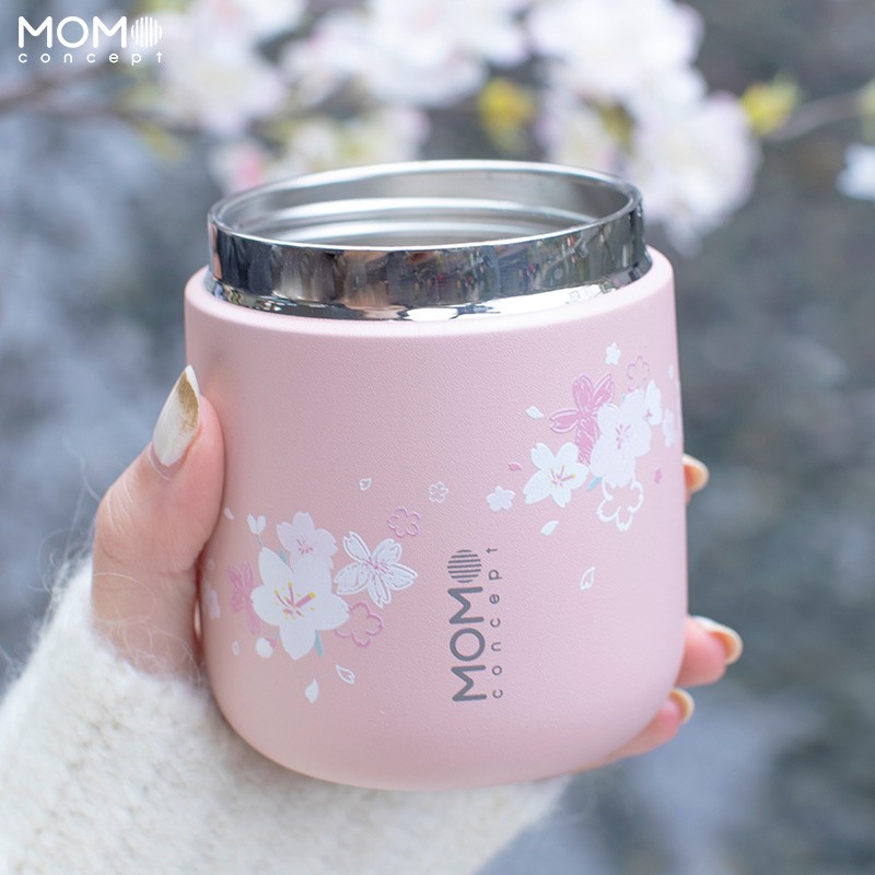 日本momoconcept 樱花水杯女高颜值便携咖啡保温杯小260ml  小立方桃子慕斯  