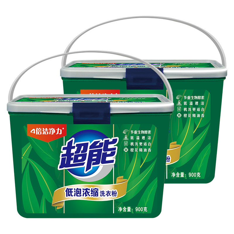 超能浓缩洗衣粉900g*2盒  白色  