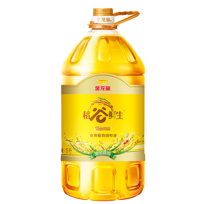 金龙鱼 黄金比例稻谷鲜生食用植物调和油5L(非转)（单位：桶） 黄色