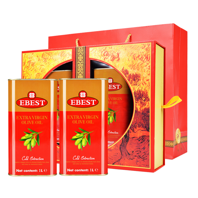 易贝斯特特级初榨橄榄油中国情礼盒 E008 1L*2 (单位：盒）  枫叶色  