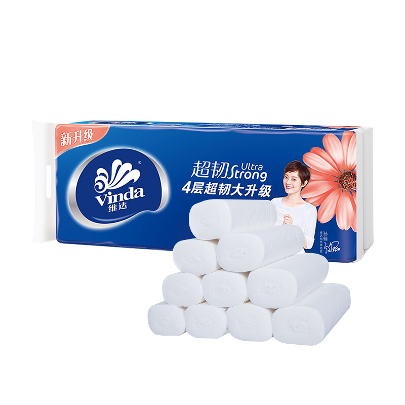 维达（Vinda）超韧无芯卷纸4层78克10卷V4143-10E  白色  