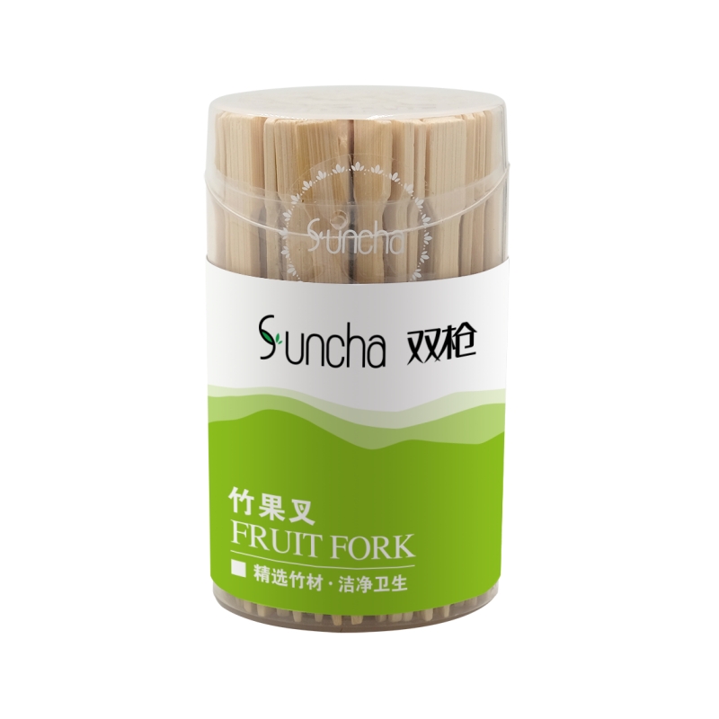 双枪水果叉竹果叉*4罐 400支 GC1210/套 象牙色