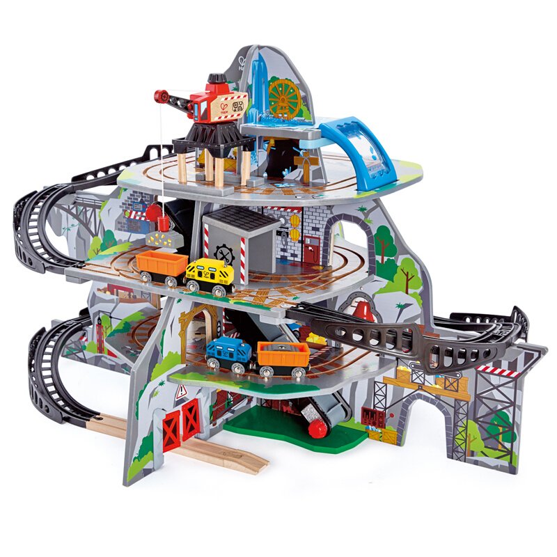 Hape(德国)儿童轨道玩具拼搭拼插早教玩具亲子互动火车轨道（单位：套） 魔幻矿山开采多层套E3753