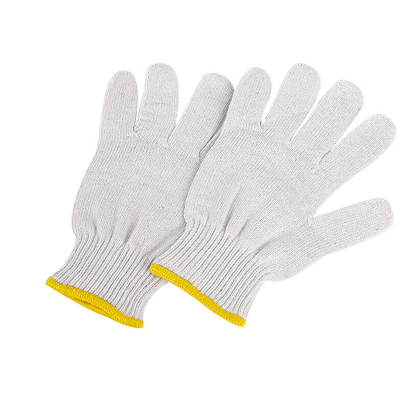 汉盾 HD-600G涤棉 10针本白600g涤棉纱线耐磨防滑舒适透气手套 12副/打  白色  