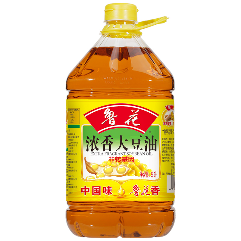 鲁花食用油非转基因浓香大豆油 5L 单位：桶 黄色