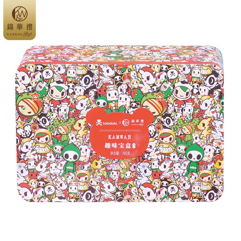 香港锦华鸡蛋卷曲奇饼干礼盒休闲儿童零食品年货礼盒伴手礼趣味宝盒765g  莓果色  765g