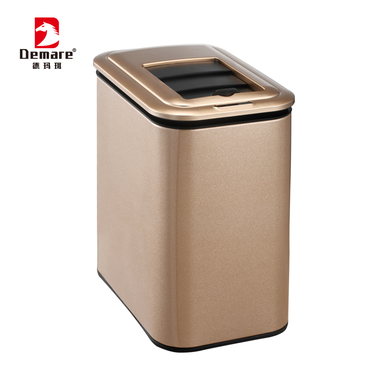 德玛珥DEMARE 智能感应金属垃圾桶DEM-LJT04  金色  