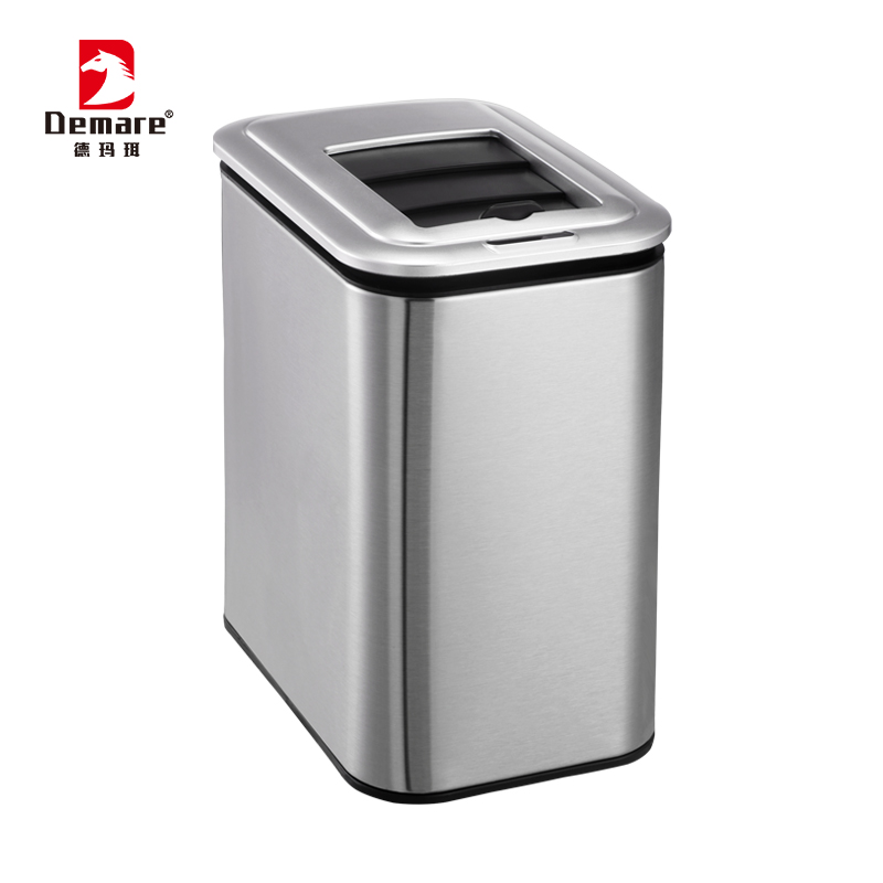 德玛珥DEMARE 智能感应金属垃圾桶DEM-LJT04  银色  