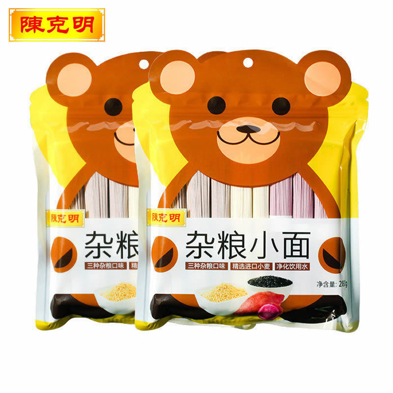 陈克明 杂粮小面 280g*2包 宝宝儿童营养面条挂面 黑米小米紫薯  黄色  