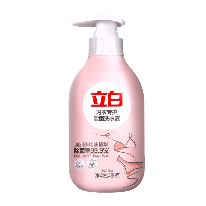立白 内衣专护除菌洗衣液480g 淡雅樱花香（单位：瓶） 粉色