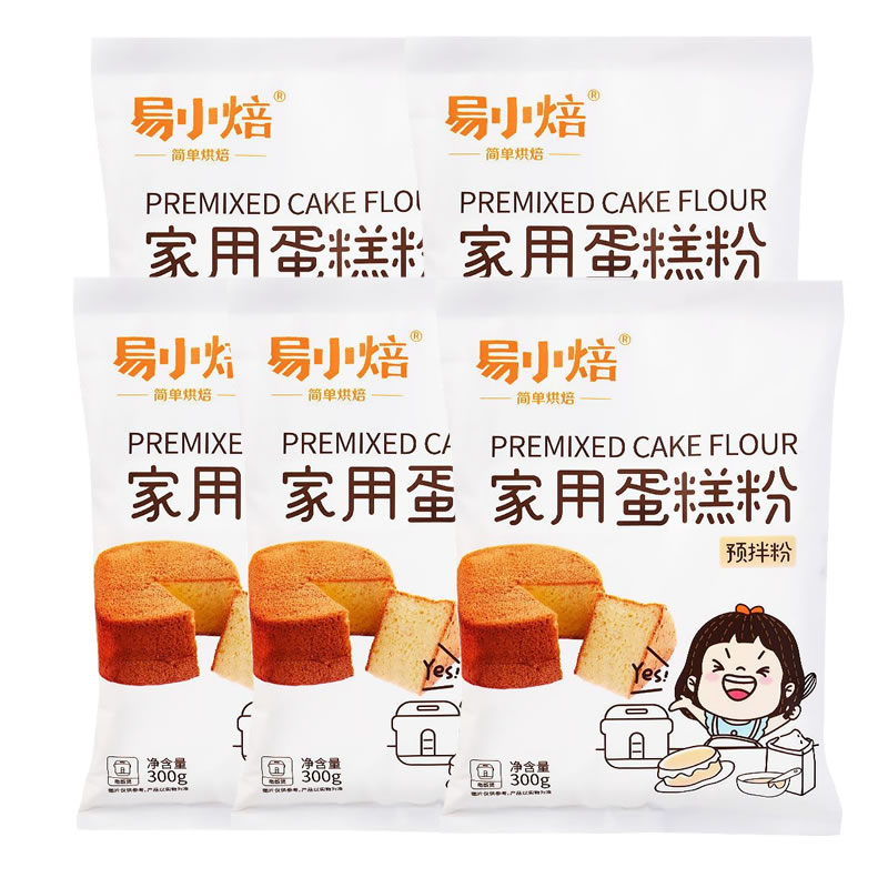 新良易小焙 家用蛋糕粉(预拌粉) 300g*5袋 低筋小麦粉烘焙蛋糕专用粉 褐色
