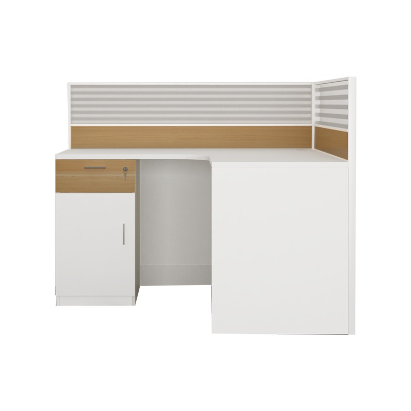 企诺 L形屏风卡位单人位 QND2bYP-L1515带柜J 榉木色
