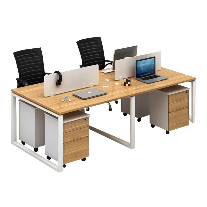 企诺 电脑桌办公桌写字桌员工桌职员桌口字脚卡位 QND2cYP-K2412OX 榉木色