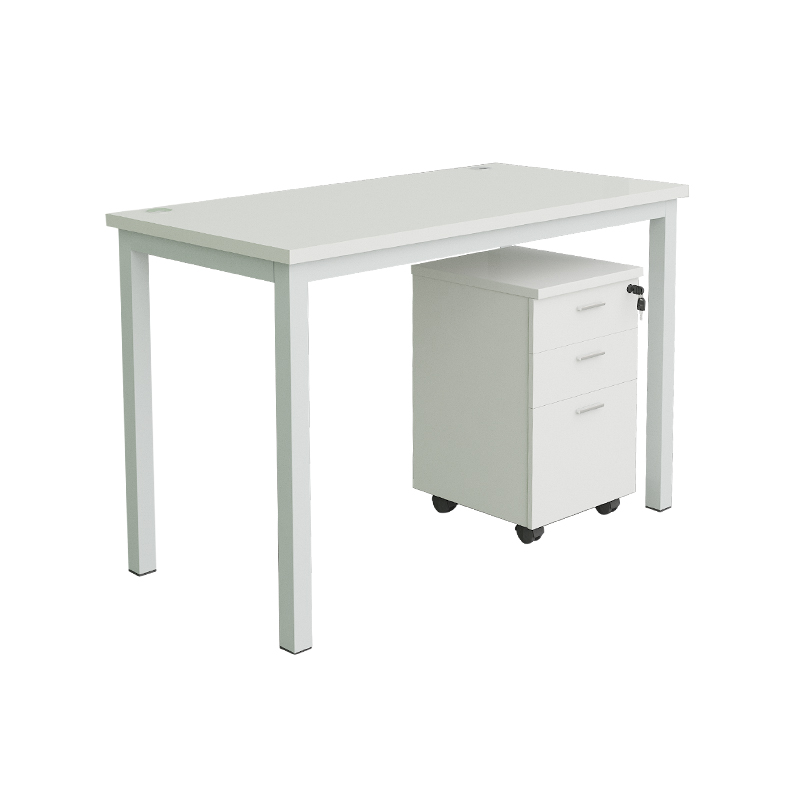 企诺 职员桌员工位办公桌屏风隔断卡位钢架电脑桌 单人位无屏含柜 QND2cYP-F1206无屏WGr 白色