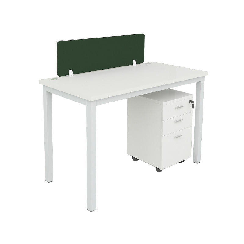 企诺 职员桌员工位办公桌屏风隔断卡位钢架电脑桌 单人位含柜 QND2cYP-F1206WGr 白色