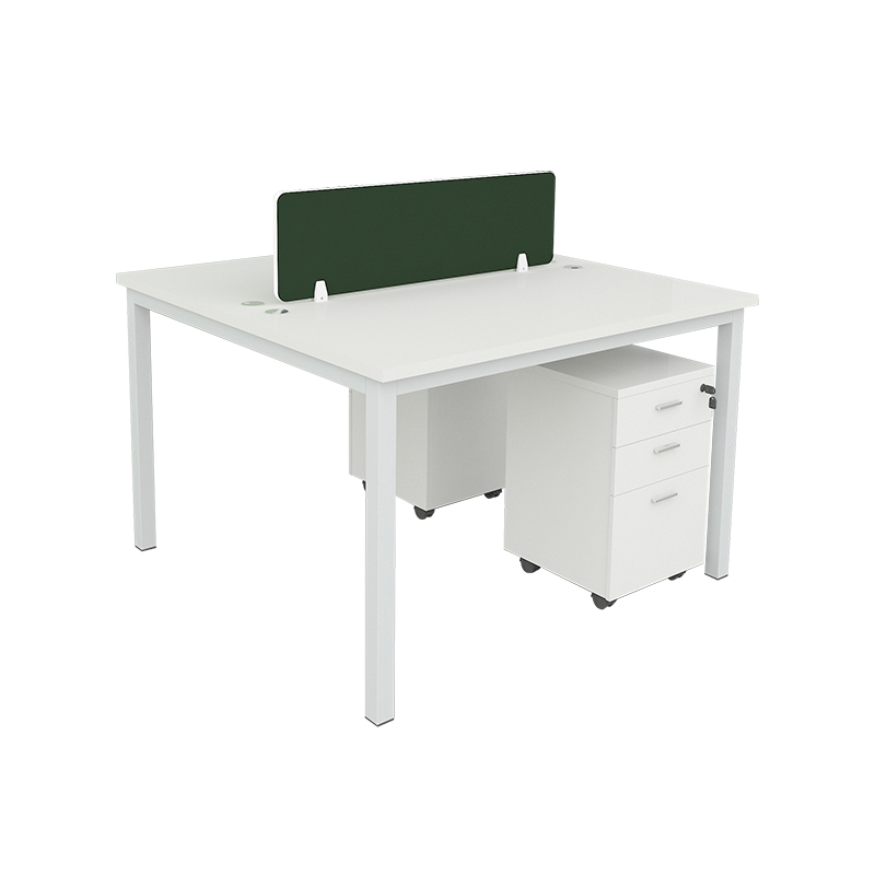 企诺 职员桌员工位办公桌屏风隔断卡位钢架电脑桌 2人位含柜 1200*1200*750	组 白色