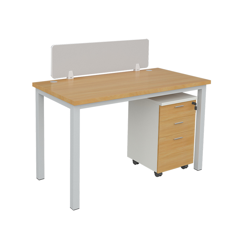 企诺 办公桌职员工位屏风隔断卡位电脑桌 单人位含柜 QND2cYP-F1206HX 泛美黄橡