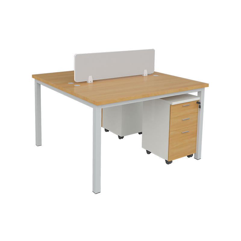 企诺 办公桌职员工位屏风隔断卡位电脑桌 2人位含柜 QND2cYP-F1212HX 泛美黄橡