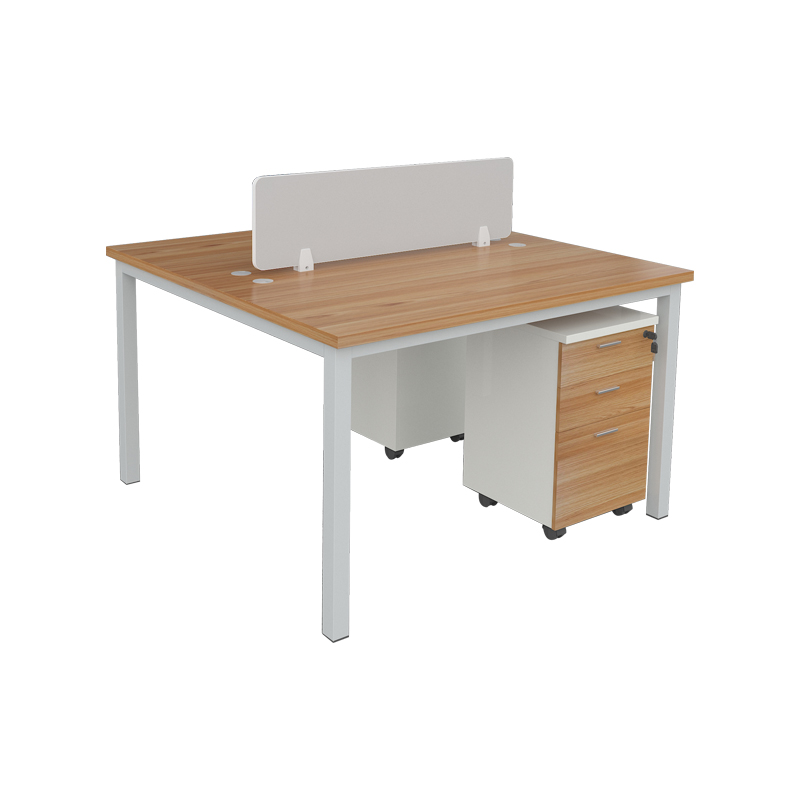 企诺 现代简约办公桌职员工位屏风隔断卡位电脑桌 2人位含柜 QND2cYP-F1212OX 欧橡色