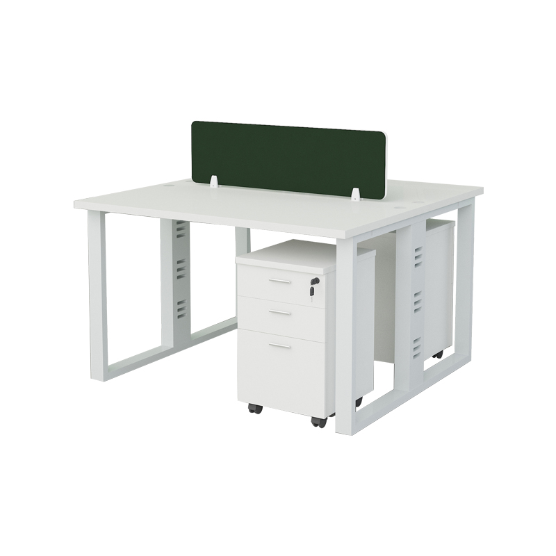 企诺 屏风办公桌职员桌电脑桌隔断卡座 2人位含柜 QND2cYP-R1212WGr 白墨绿色