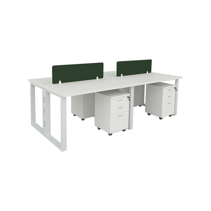 企诺 屏风办公桌职员桌电脑桌隔断卡座 4人位含柜 QND2cYP-R2412WGr 白墨绿色