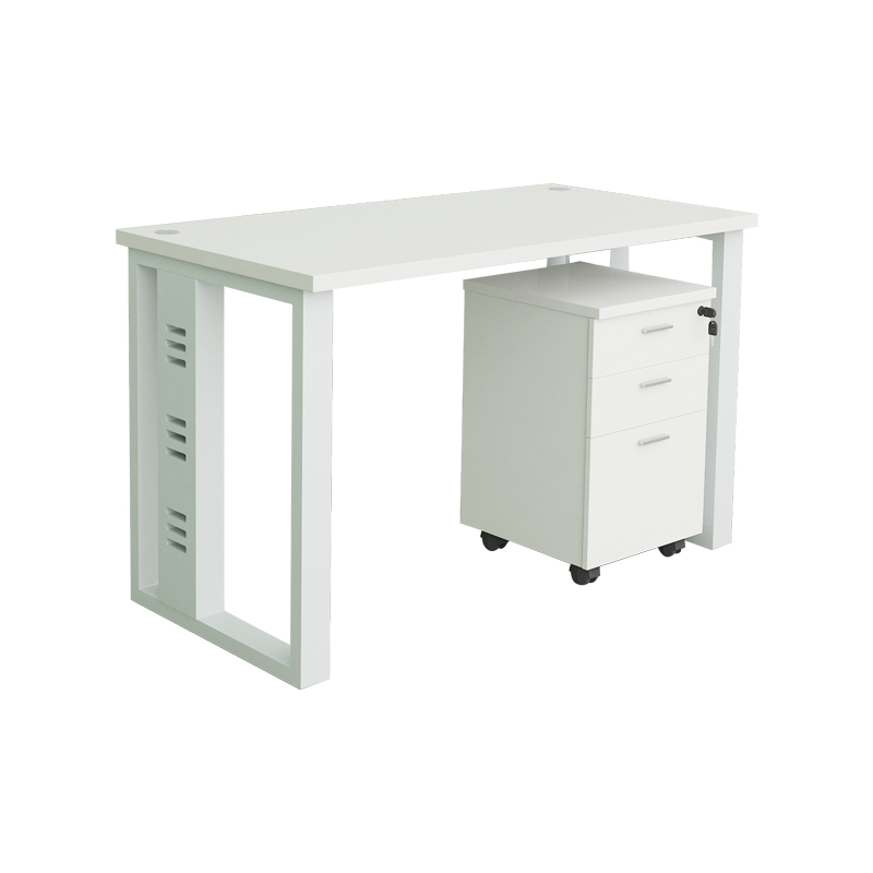 企诺 办公室职员桌现代简约员工桌电脑桌屏风办公桌 单人位无屏含柜 QND2cYP-R1206无屏W 白色