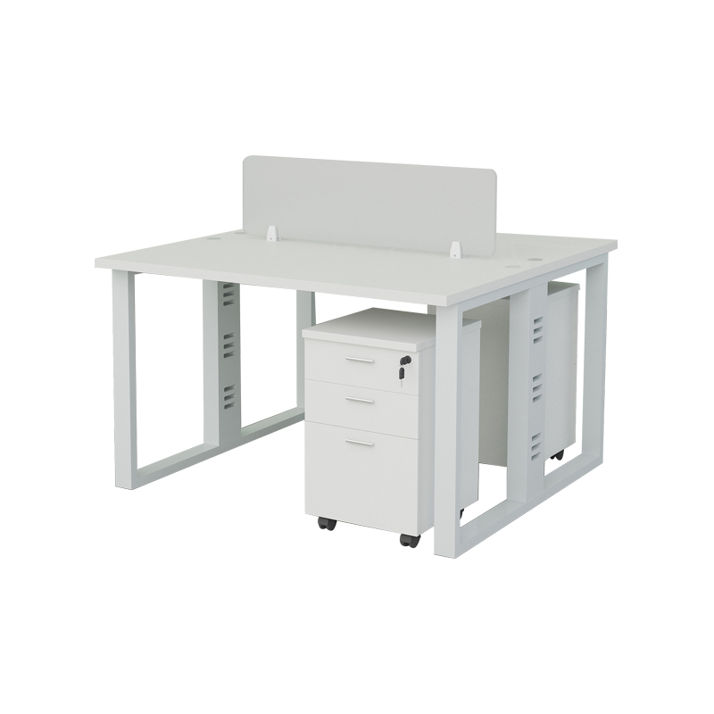 企诺 办公室职员桌现代简约员工桌电脑桌屏风办公桌 2人位含柜 QND2cYP-R1212W 白亚克力