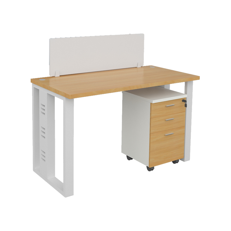 企诺 屏风办公桌职员桌办公室电脑桌隔断工位 单人位含柜 QND2cYP-R1206HX 泛美黄橡