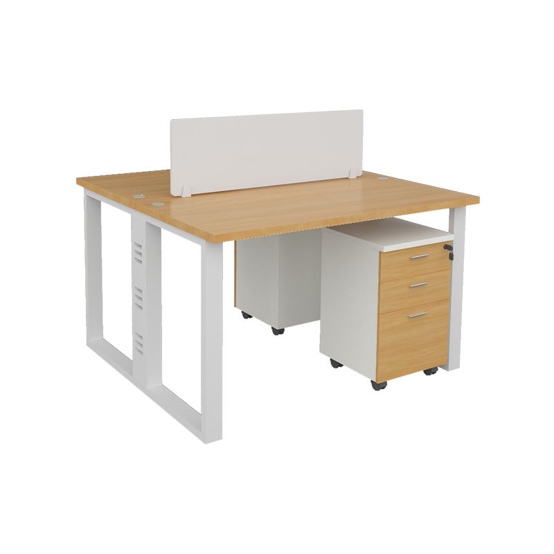 企诺 屏风办公桌职员桌办公室电脑桌隔断工位 2人位含柜 QND2cYP-R1212HX 泛美黄橡