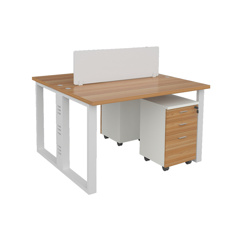 企诺 现代时尚职员办公桌屏风隔断卡位电脑桌 2人位含柜 QND2cYP-R1212OX 欧橡色