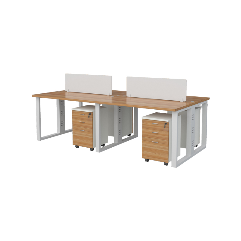 企诺 现代时尚职员办公桌屏风隔断卡位电脑桌 4人位含柜 QND2cYP-R2412OX 欧橡色