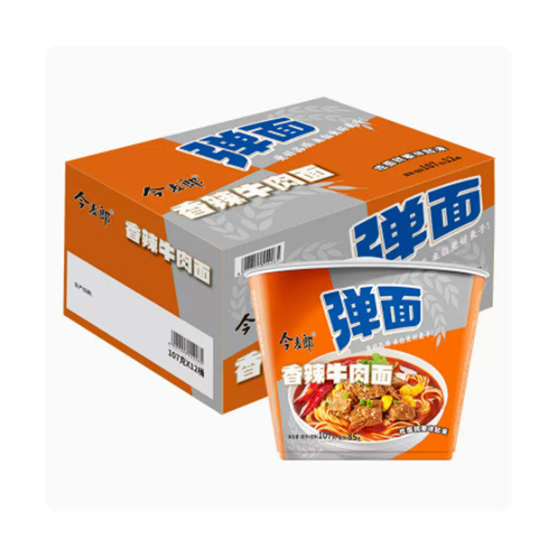 今麦郎弹面桶香辣牛肉面12*107g（单位：箱） 随机