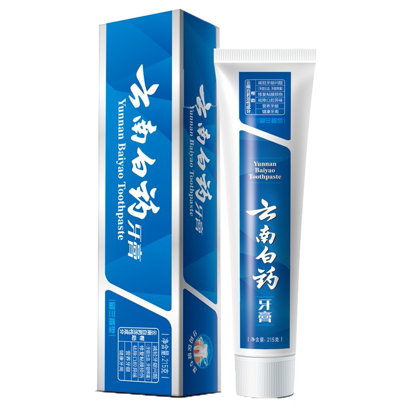 云南白药（YUNNANBAIYAO）牙膏留兰香型215g/盒 白色