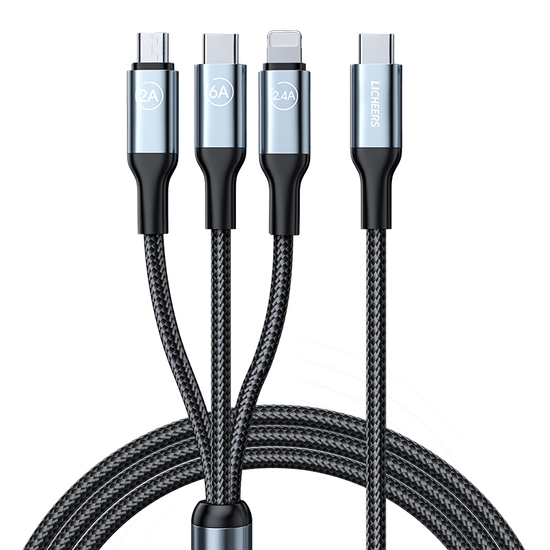 领臣 一拖三超级快充C口 LC-443 条 黑色