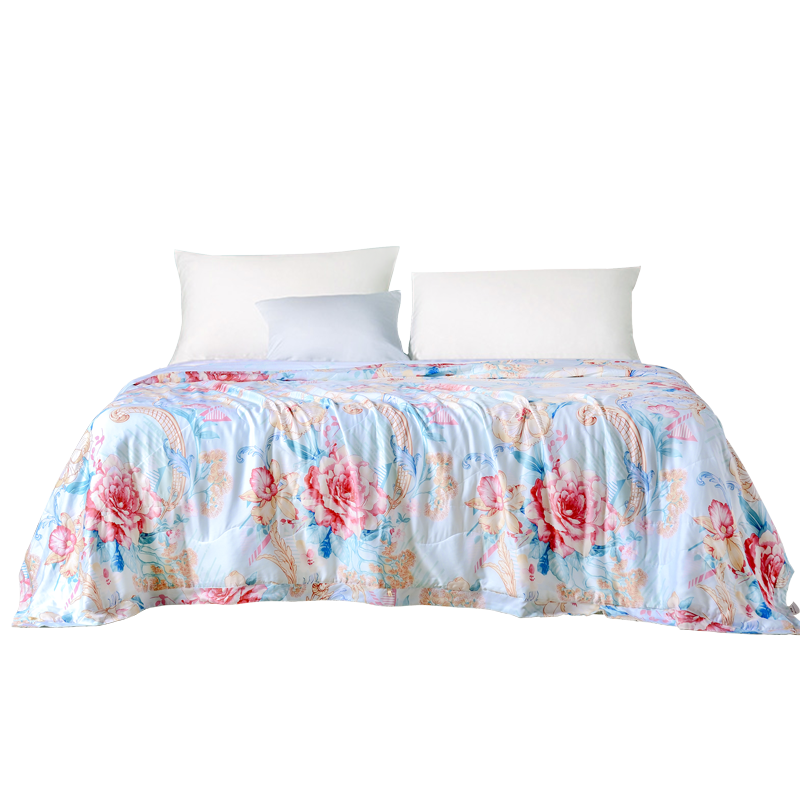 富安娜（FUANNA）进口兰精天丝夏被莱赛尔七孔抑菌印花夏被230*229cm 花色