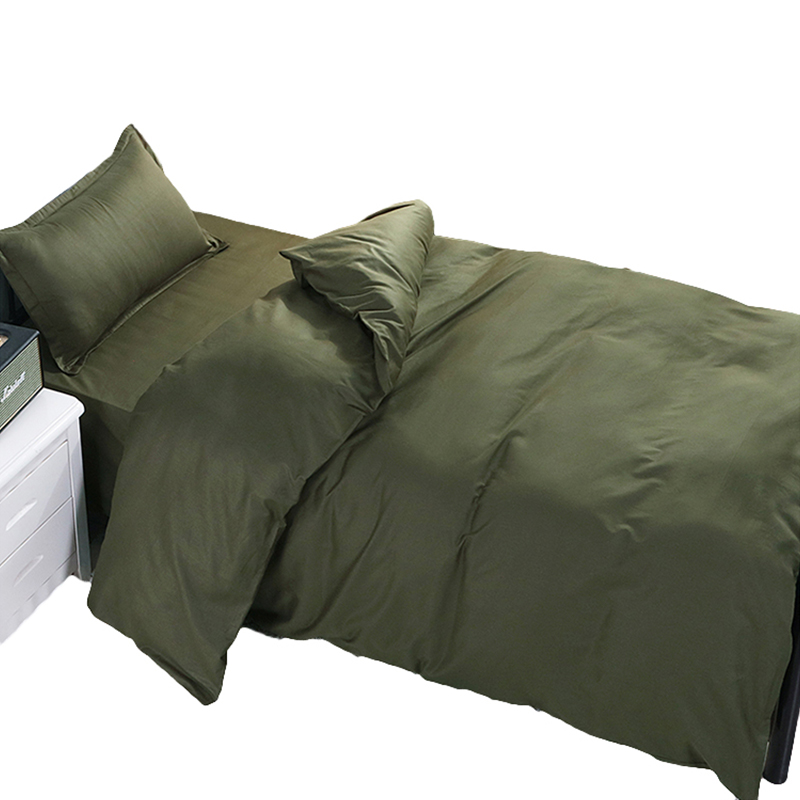 三极 TP2827  单人全棉 三件套(床单+被套+枕套） 军绿色